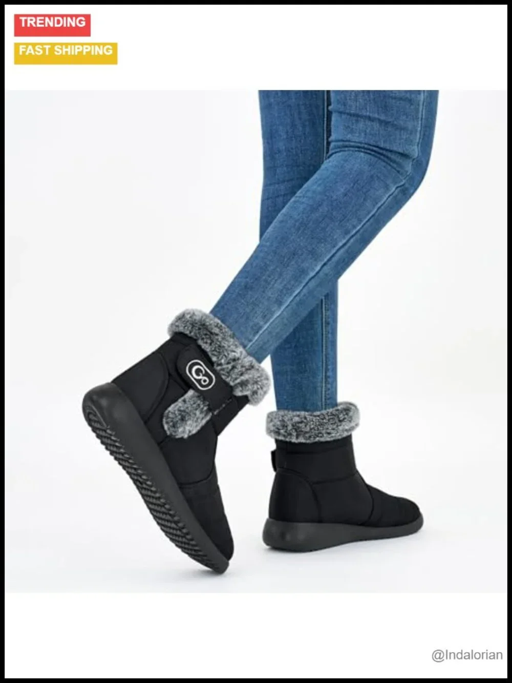 Waterproof Fur Lined Ankle Snow Boots Non Slip Outdoor Walking